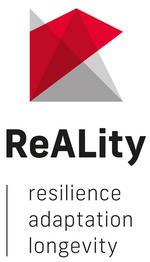 ReALity Logo und die Wörter "resilience, adaptation, longevity" ausgeschrieben 