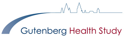 Gutenberg Health Study spelled out and Mainz' Skyline 